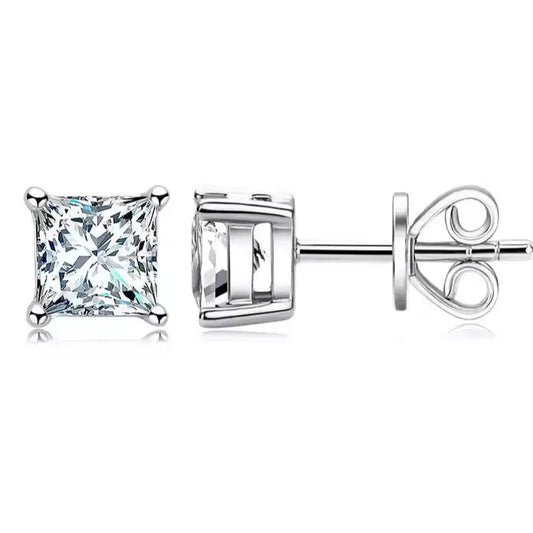 Ear studs - moissanite Princess cut